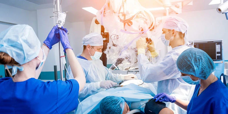 Lumbar spine surgery procedure illustration
