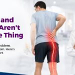 Illustration comparing slip disc and sciatica nerve compression in spine
