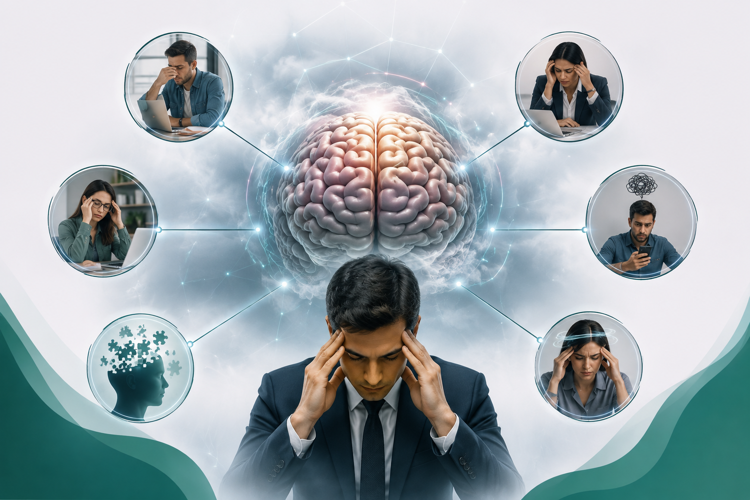 Infographic showing brain fog symptoms in Gurgaon and Delhi NCR professionals needing memory loss treatment